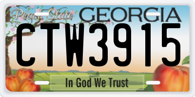 GA license plate CTW3915