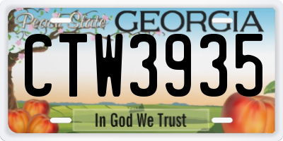 GA license plate CTW3935