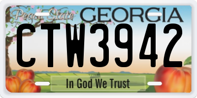 GA license plate CTW3942