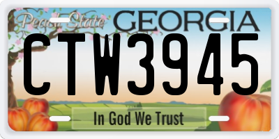 GA license plate CTW3945