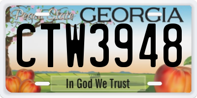 GA license plate CTW3948