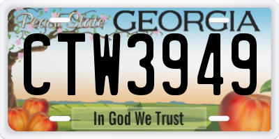 GA license plate CTW3949