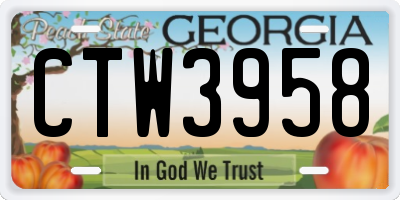 GA license plate CTW3958
