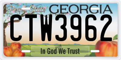 GA license plate CTW3962