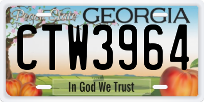 GA license plate CTW3964