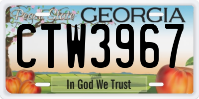 GA license plate CTW3967