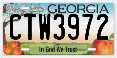GA license plate CTW3972