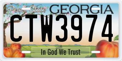 GA license plate CTW3974