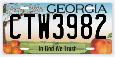 GA license plate CTW3982