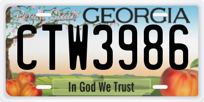 GA license plate CTW3986