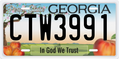 GA license plate CTW3991