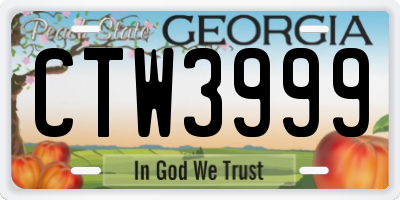 GA license plate CTW3999