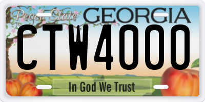 GA license plate CTW4000