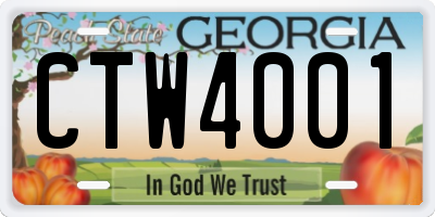 GA license plate CTW4001