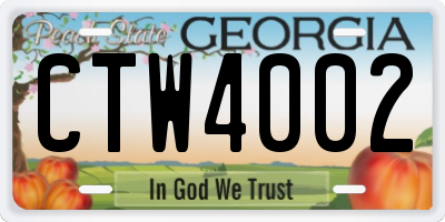 GA license plate CTW4002