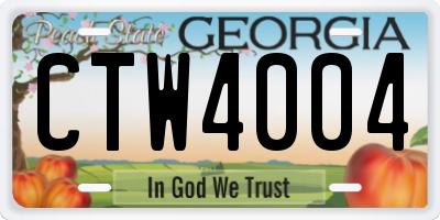 GA license plate CTW4004