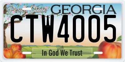 GA license plate CTW4005