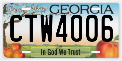 GA license plate CTW4006