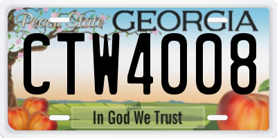 GA license plate CTW4008
