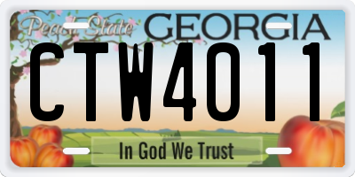 GA license plate CTW4011
