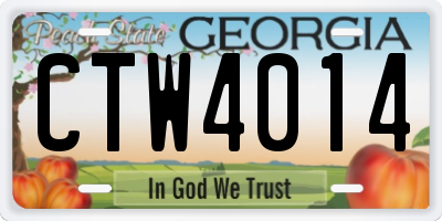 GA license plate CTW4014