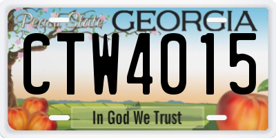 GA license plate CTW4015