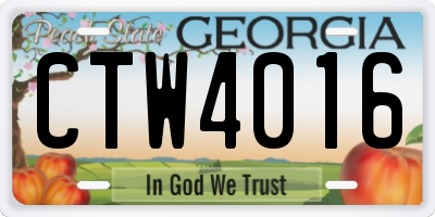 GA license plate CTW4016