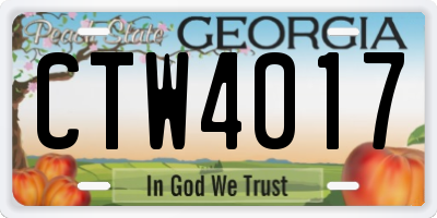 GA license plate CTW4017