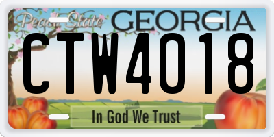 GA license plate CTW4018