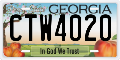 GA license plate CTW4020
