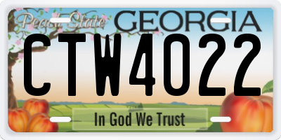 GA license plate CTW4022