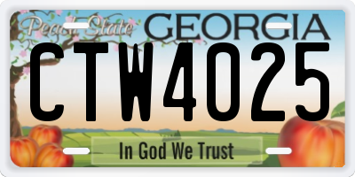 GA license plate CTW4025