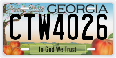 GA license plate CTW4026