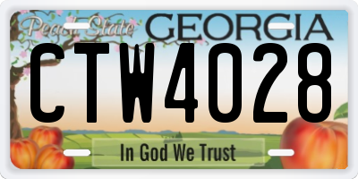 GA license plate CTW4028