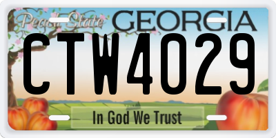 GA license plate CTW4029