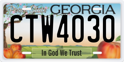 GA license plate CTW4030