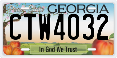 GA license plate CTW4032