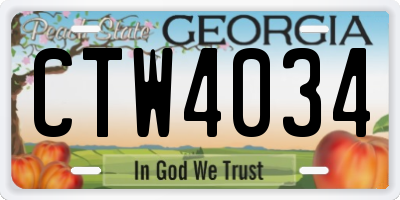 GA license plate CTW4034