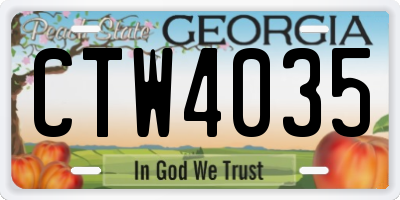GA license plate CTW4035