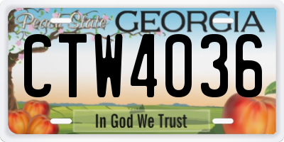 GA license plate CTW4036