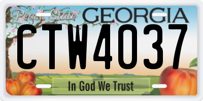 GA license plate CTW4037