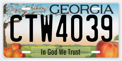 GA license plate CTW4039