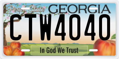 GA license plate CTW4040