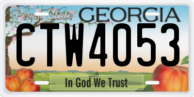 GA license plate CTW4053