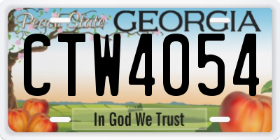 GA license plate CTW4054