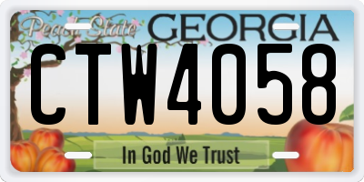 GA license plate CTW4058