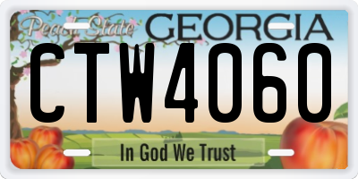 GA license plate CTW4060