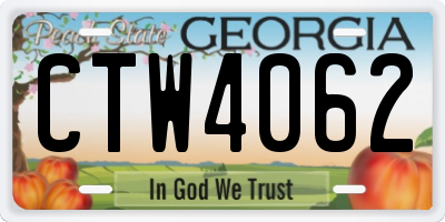 GA license plate CTW4062