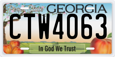 GA license plate CTW4063