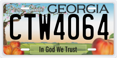 GA license plate CTW4064